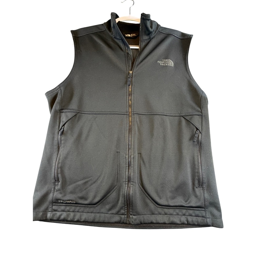 The North Face WindWall Softshell Vest Mens Medium Black Full Zip Mock Neck
